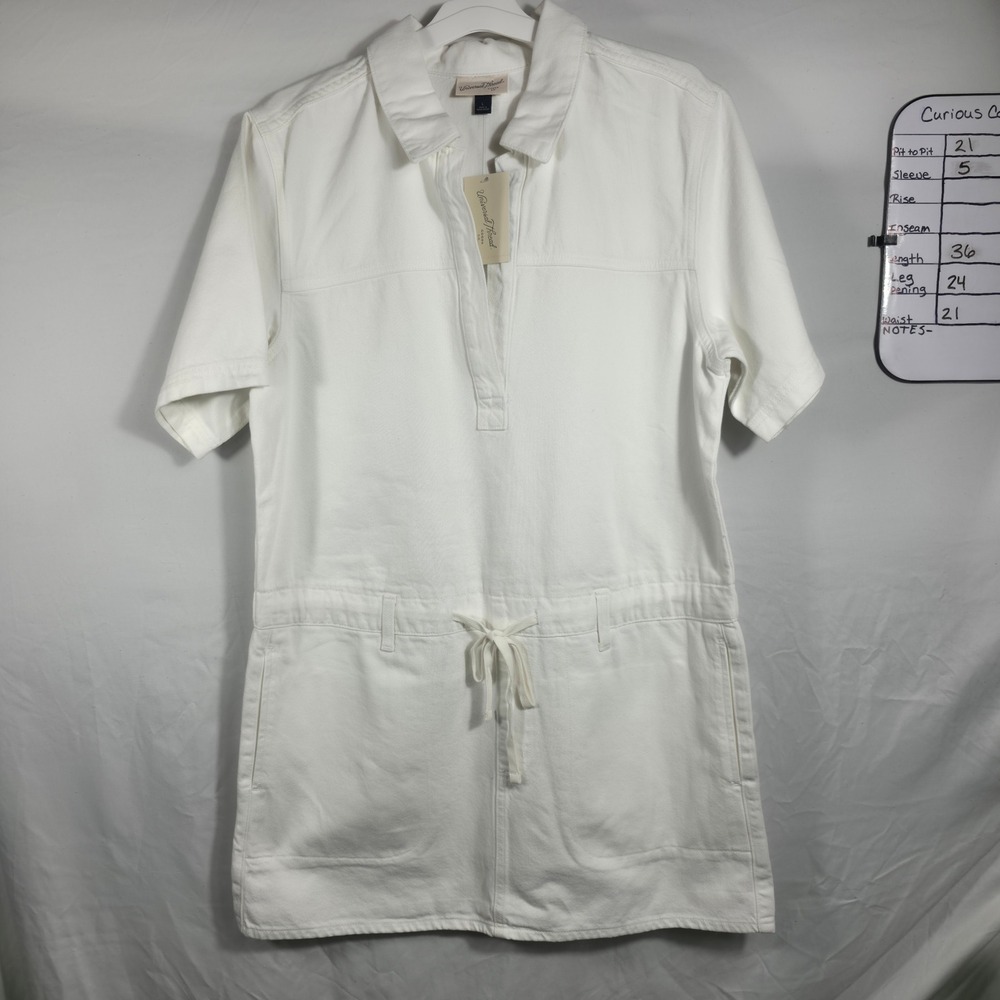 Universal Thread Denim Dress Womens L White NEW Short Sleeve Utility Mini 625
